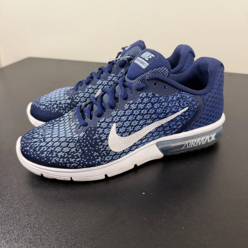 Nike Air Max Sequent 2 Shoes Women's 8.5 Blue Lace-Up Athletic Sneakers Casual